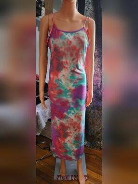 Women’s Tie-Dye Spaghetti Strap Maxi Dress - Multicolor
